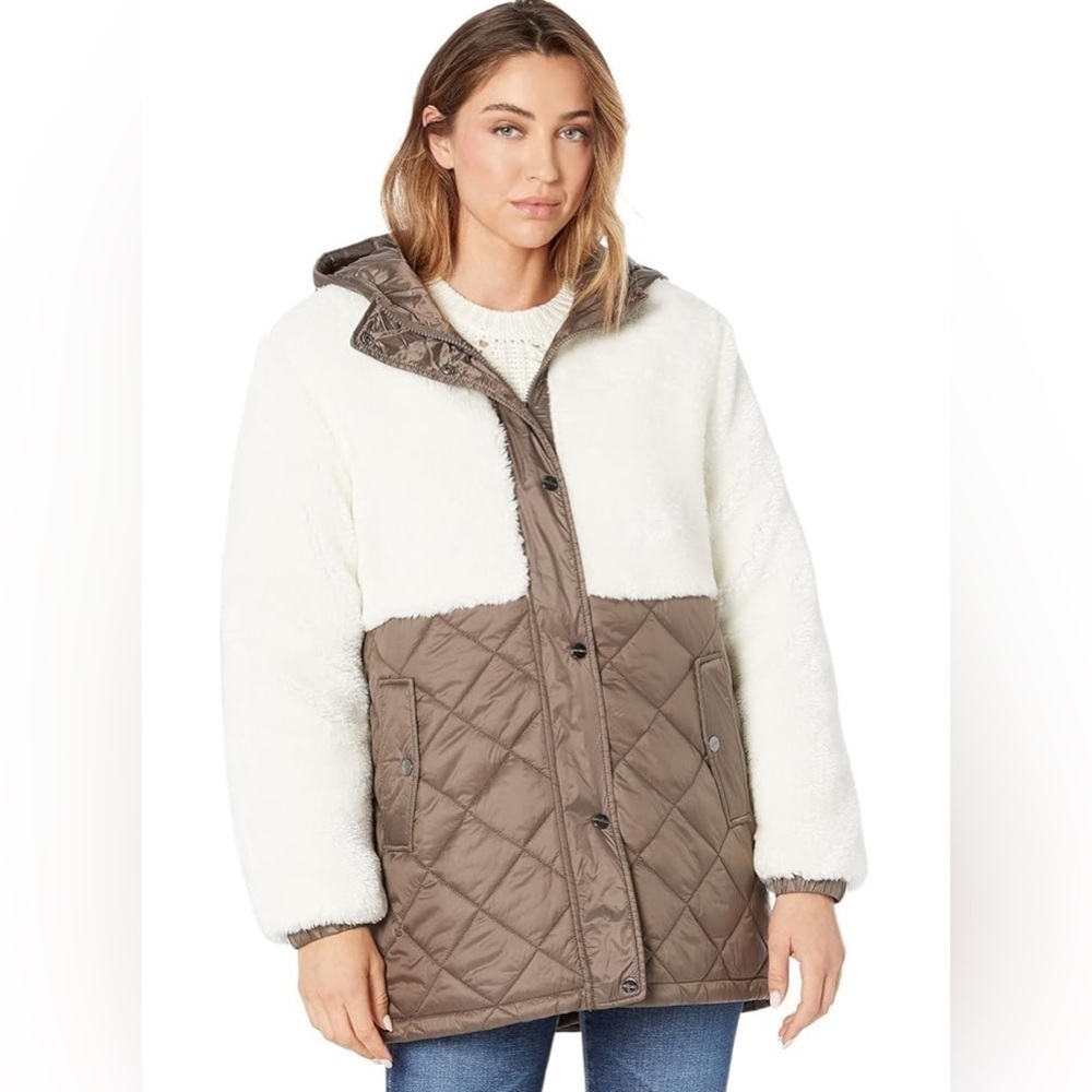 Sanctuary Hooded Quilt Mixed Media Jacket Size 3x NWOT